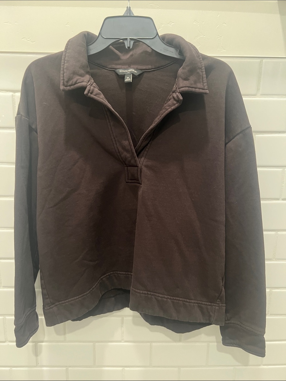 Banana Republic Brown Open V-Neck Pullover Sweatshirt